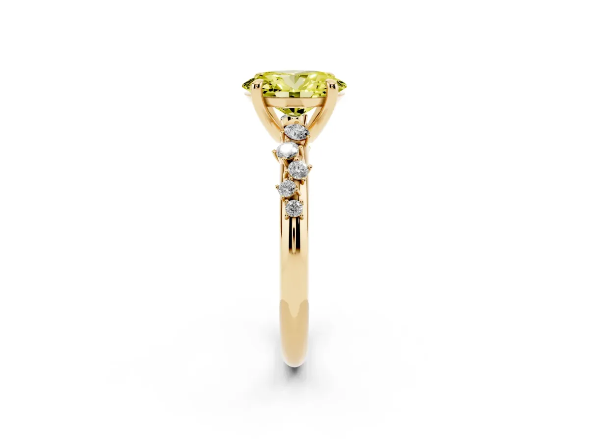 Fancy Yellow Oval Cut Cut Diamond Vine Band with Four-Prong Setting Yellow gold