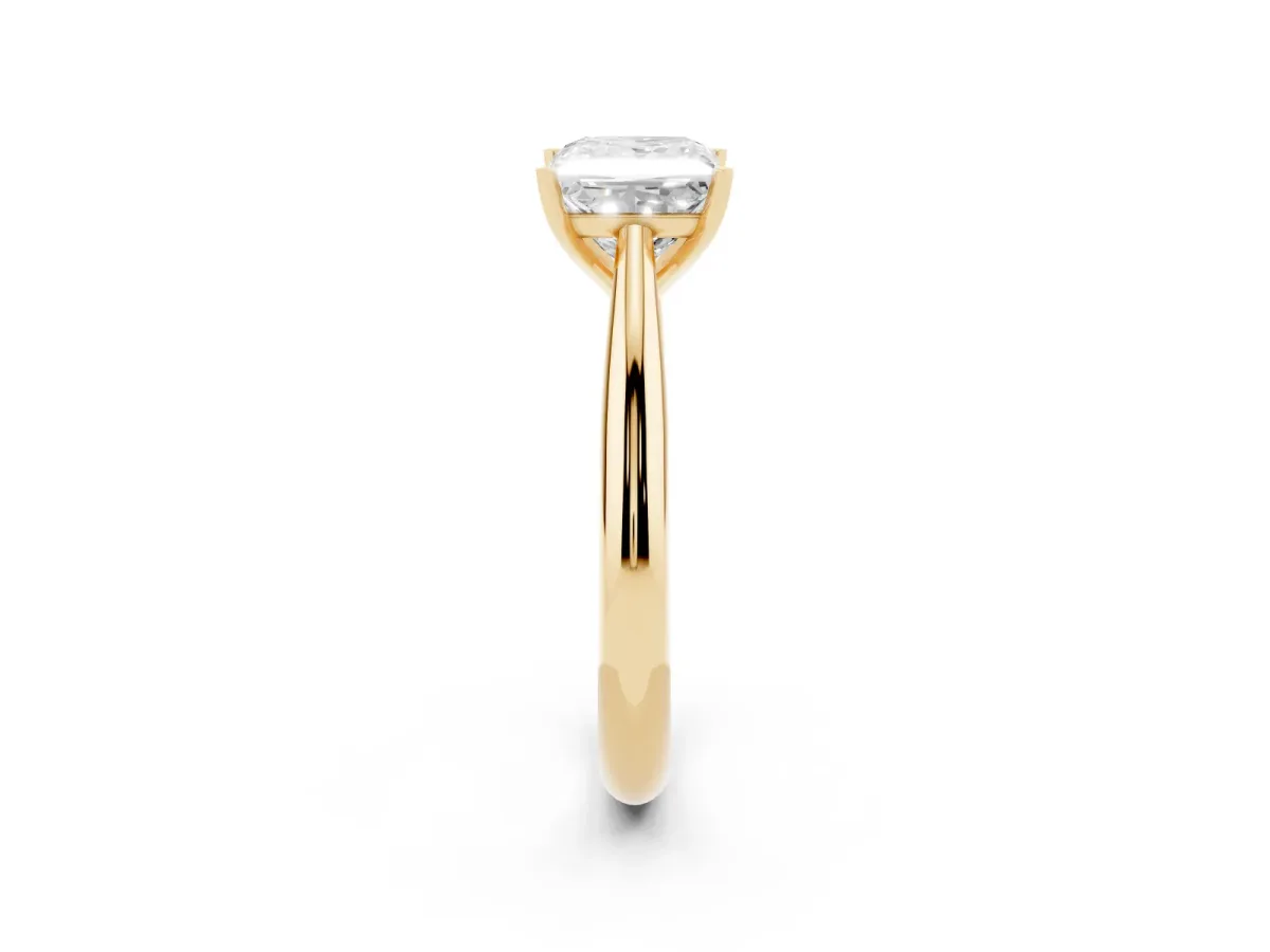 Princess Cut Diamond Solitaire Engagement Ring with Cathedral Setting and Four-Prong Mount Yellow gold