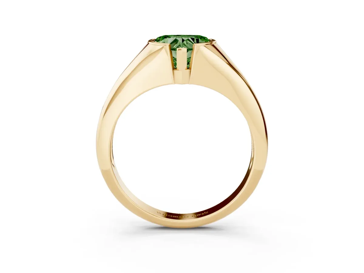 Fancy Green Heart Cut Solitaire Tension Set Diamond Ring Yellow gold