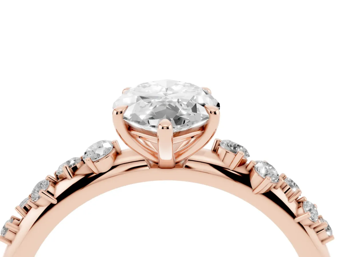 Marquise Cut Diamond Cluster Prong-Set Solitaire Ring Rose gold
