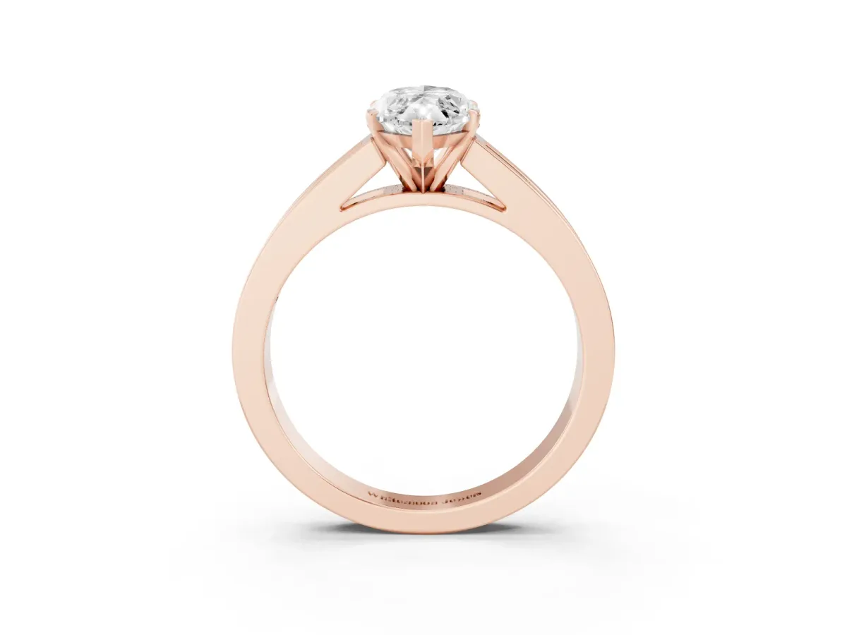 Marquise Cut Solitaire Diamond Ring with Channel-Set Band and Four-Prong Setting Rose gold