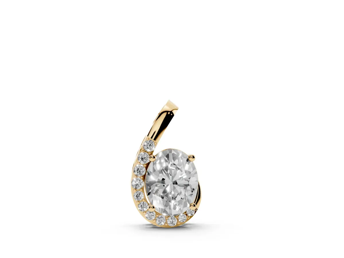Round Diamond Swirl Pendant with Prong Setting Yellow gold