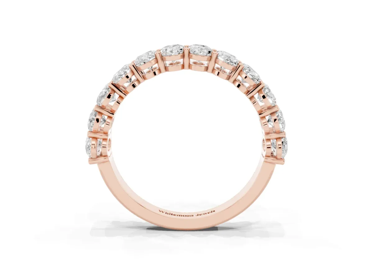 Oval Diamond Prong-Set Eternity Band Rose gold