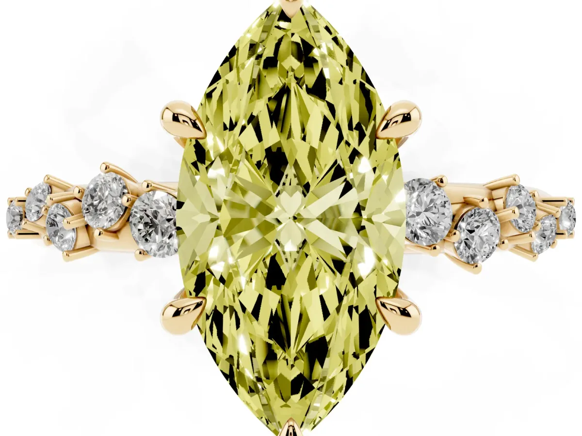 Fancy Yellow Marquise Cut Cut Diamond Vine Band with Four-Prong Setting Yellow gold