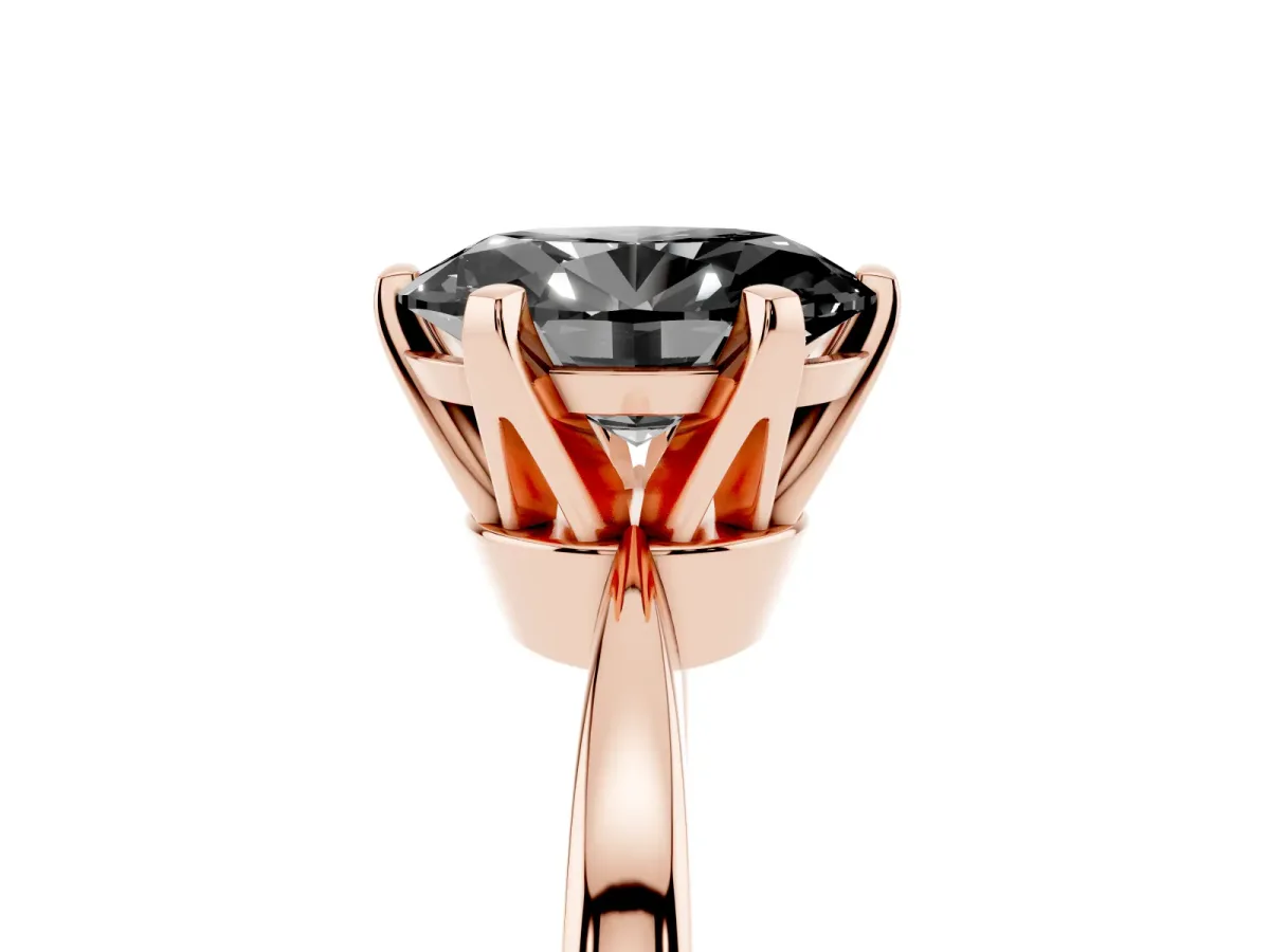 Fancy Black Oval Cut Solitaire Engagement Ring with Six-Prong Setting and Tapered Band Rose gold