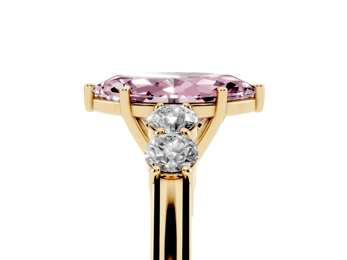 Fancy Pink Marquise Cut Cut Diamond Five-Stone Prong Set White Gold Ring Yellow gold