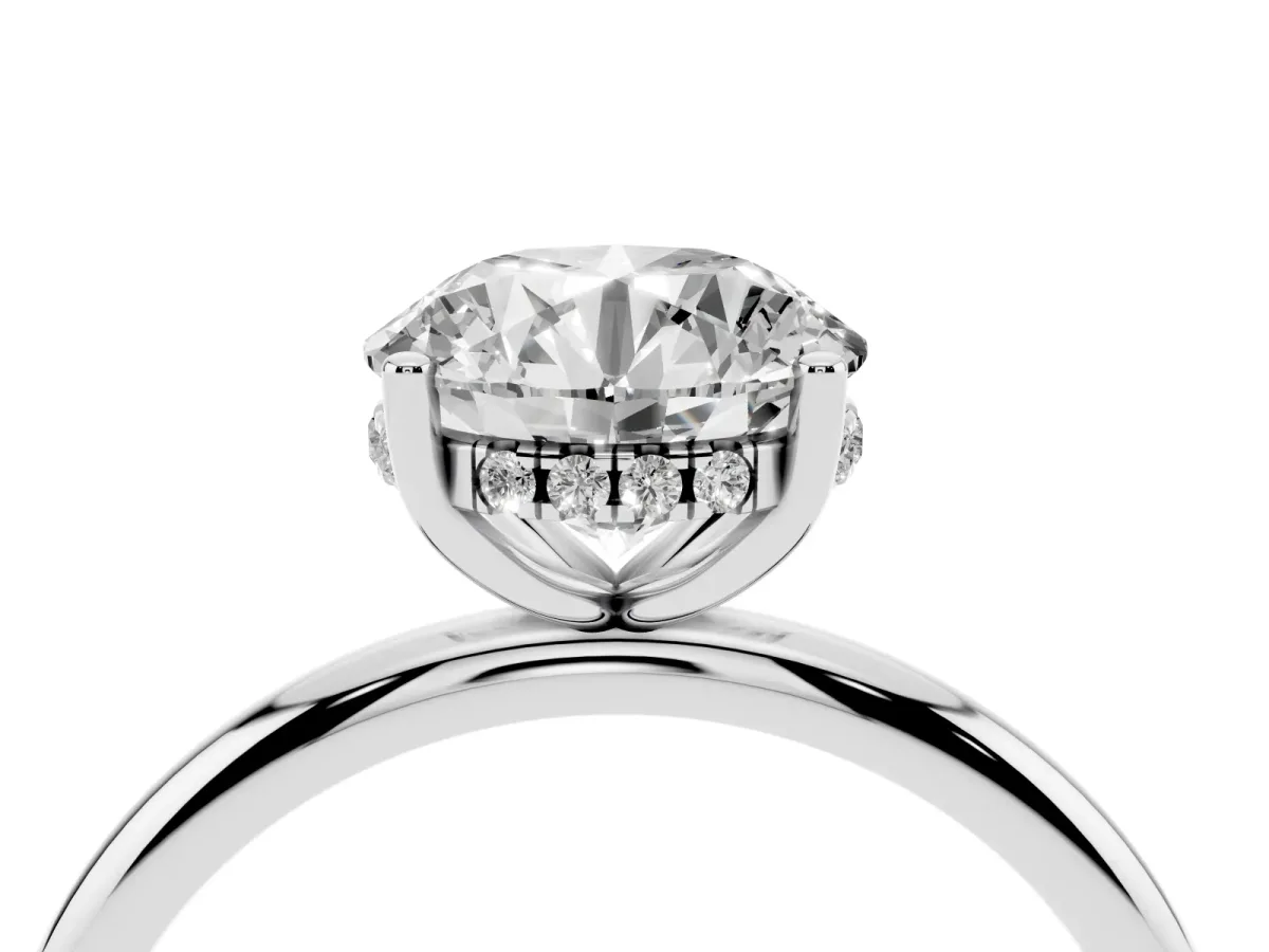 Round Cut Cut Solitaire Engagement Ring with Four-Prong Setting and Classic Band White gold