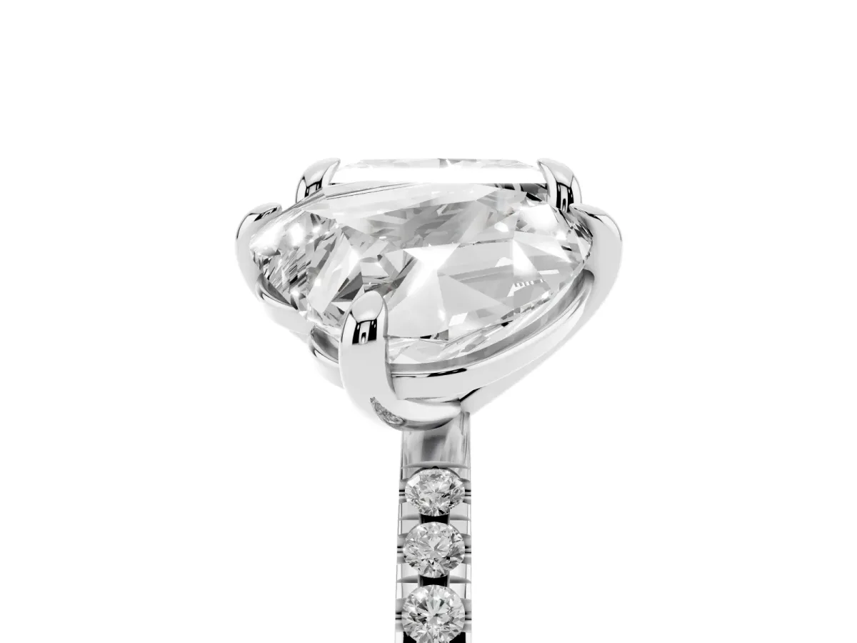 Heart and Princess Toi Moi Ring with Prong Setting and Pave Band Platinum