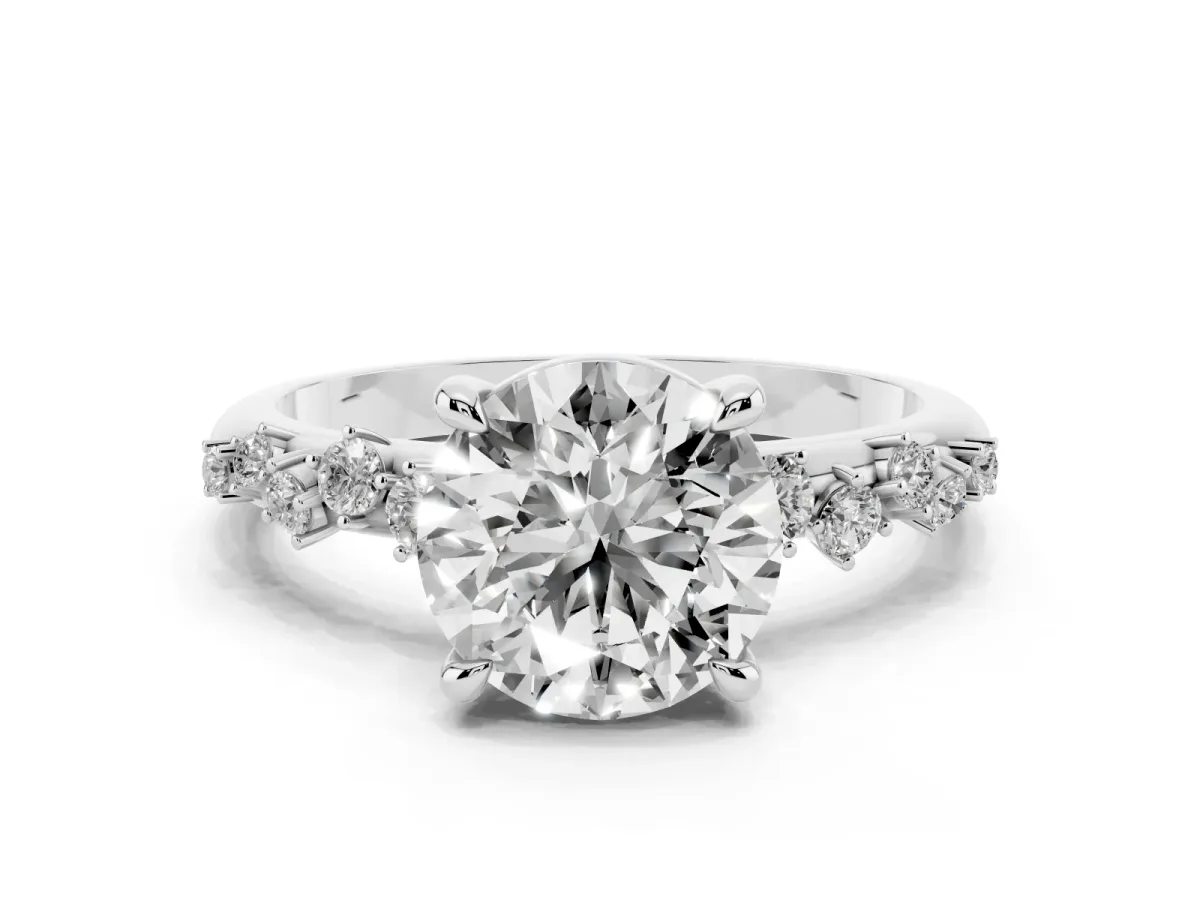 Round Cut Cut Diamond Vine Band with Four-Prong Setting Silver