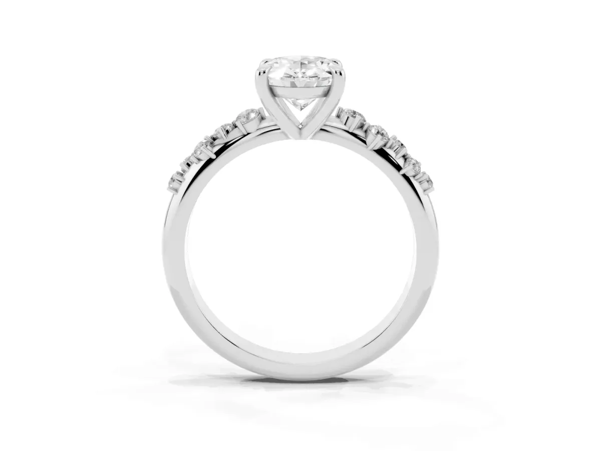 Oval Cut Cut Diamond Vine Band with Four-Prong Setting Silver
