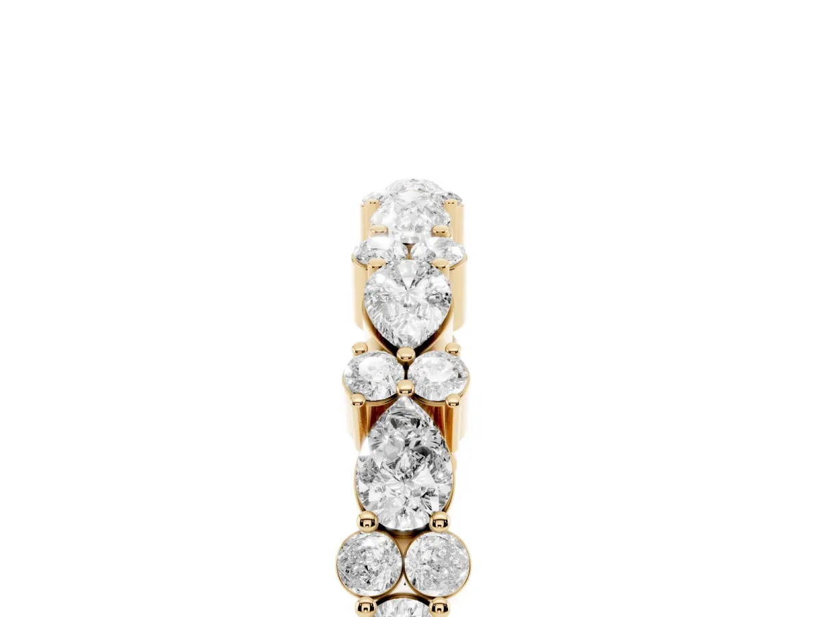 Pear and Round Diamond Wedding Band Yellow gold