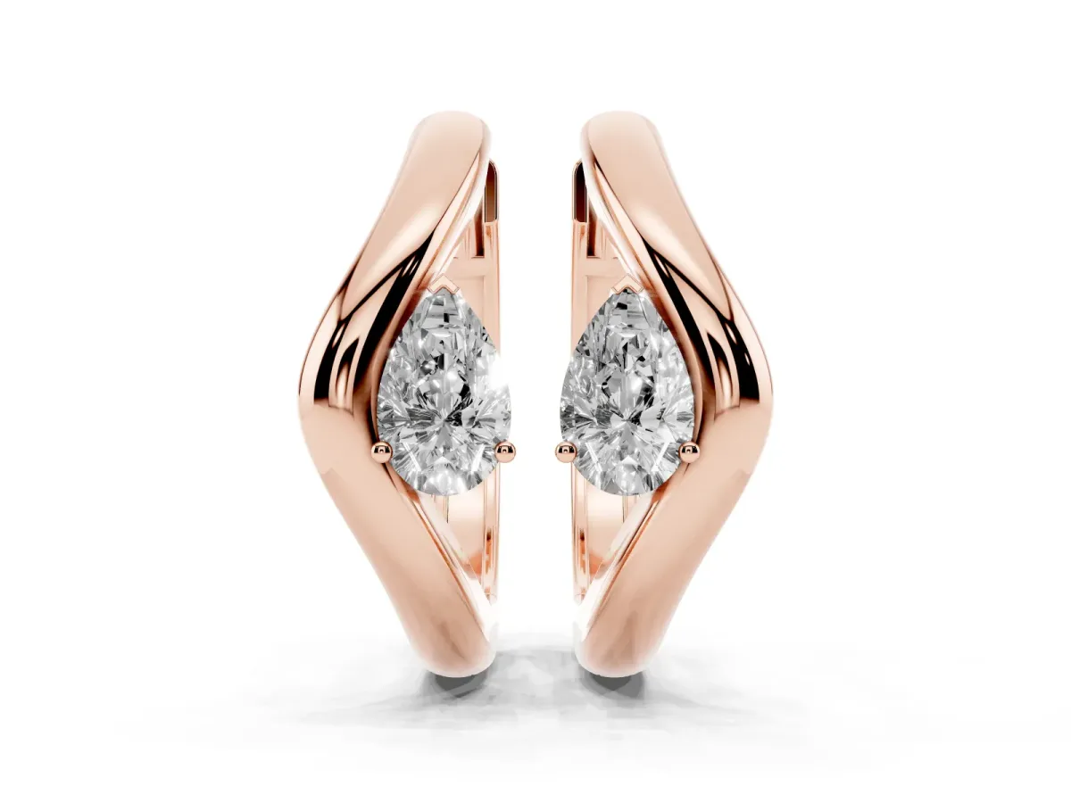 Pear Diamond Silhouette Hoop Earrings Rose gold