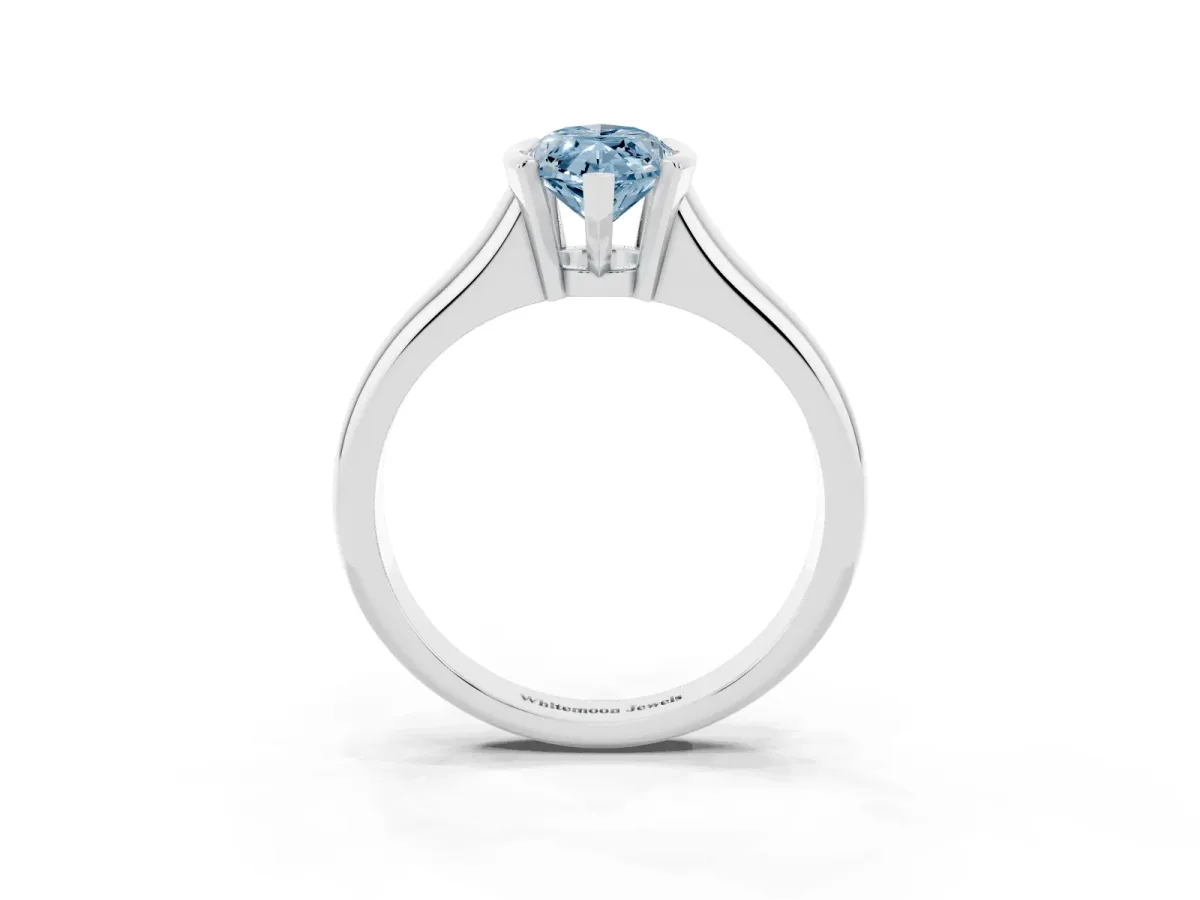 Fancy Blue Marquise Cut Solitaire Tension Set Diamond Ring with Split Shank Band Platinum