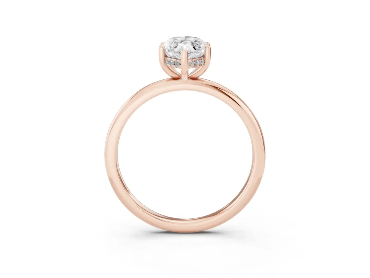 Marquise Cut Cut Solitaire Engagement Ring with Four-Prong Setting and Classic Band Rose gold
