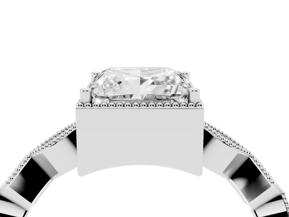 Princess Cut Milgrain Marquise Diamond Twist Band Ring Silver