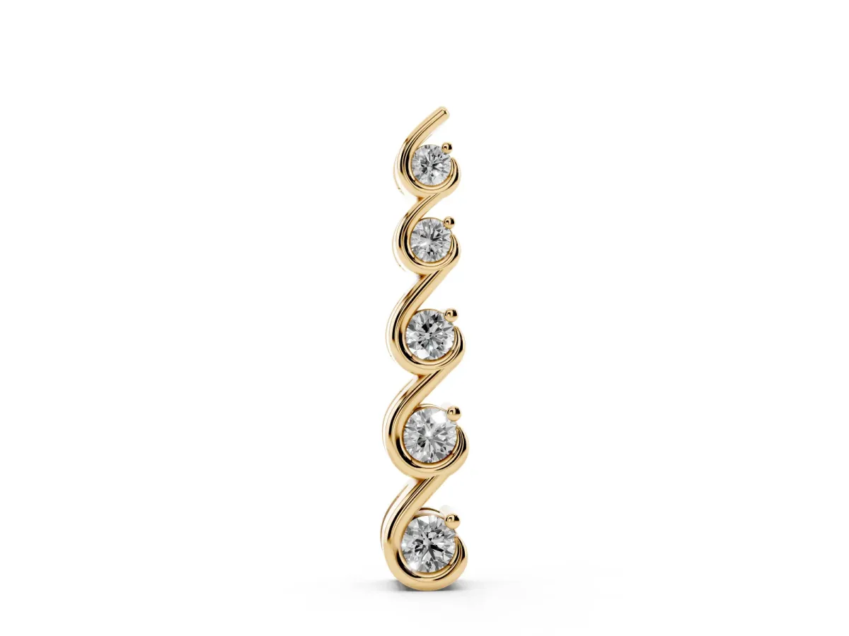 Round Diamond S-Curve Prong Pendant Yellow gold