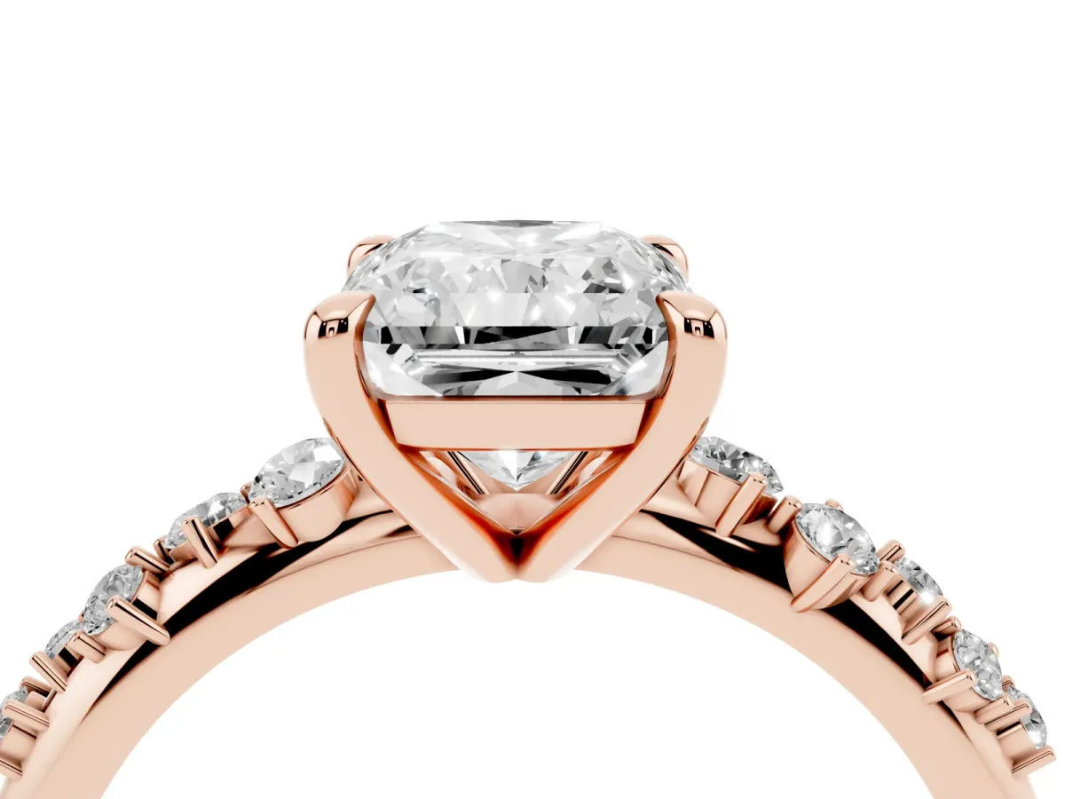 Radiant Cut Cut Diamond Vine Band with Four-Prong Setting Rose gold