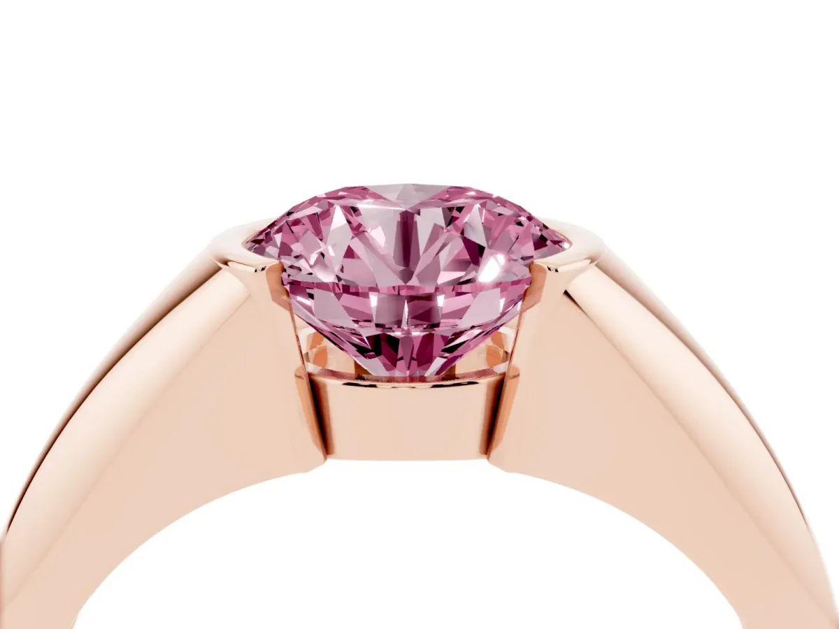 Fancy Pink Round Cut Solitaire Tension Set Diamond Ring Rose gold
