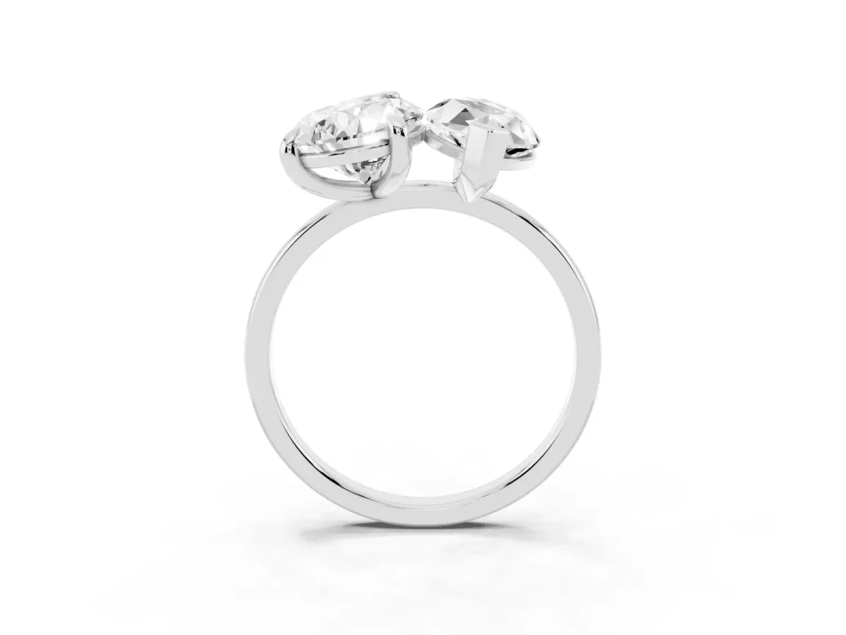 Pear and Marquise Toi Moi Ring with Prong Setting and Plain Band Silver