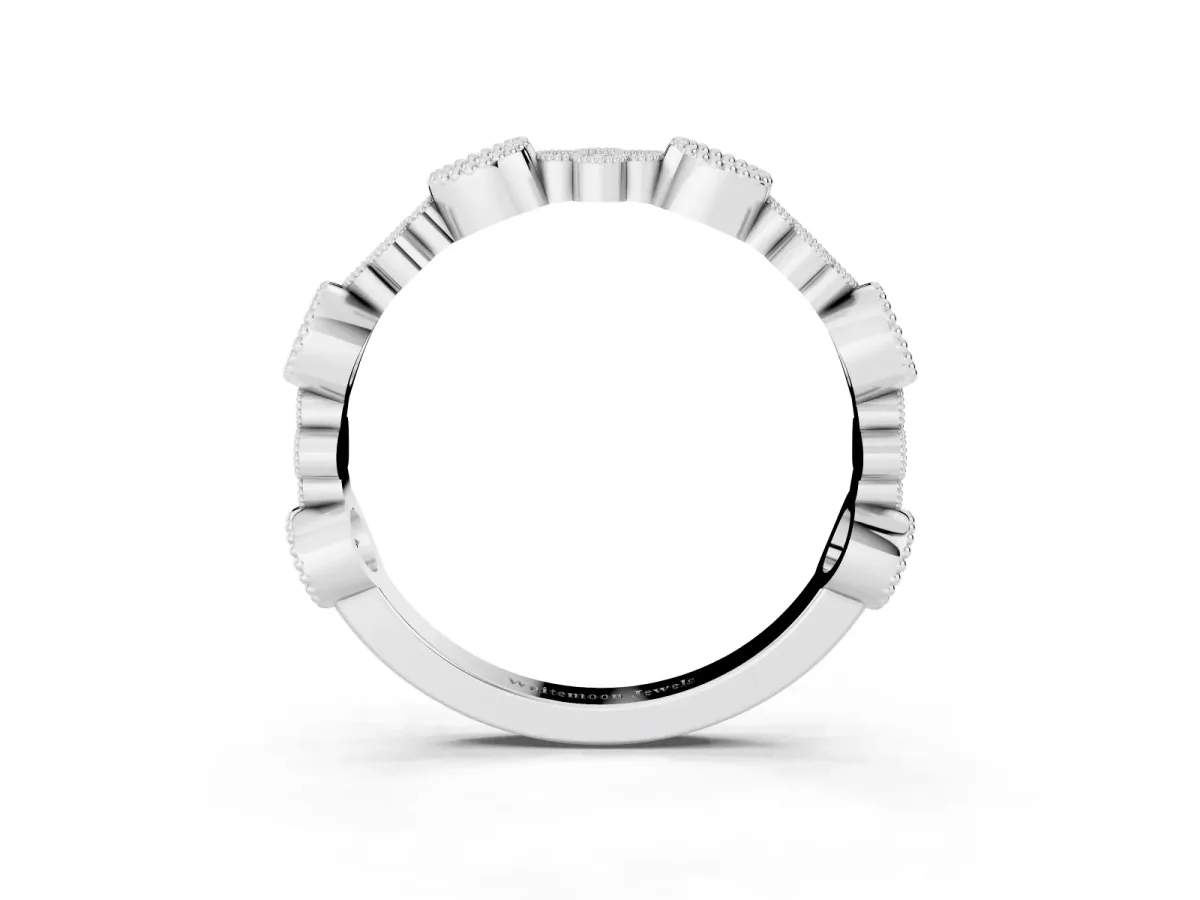 Milgrain Bezel Set Round Diamond Cluster Eternity Band Platinum