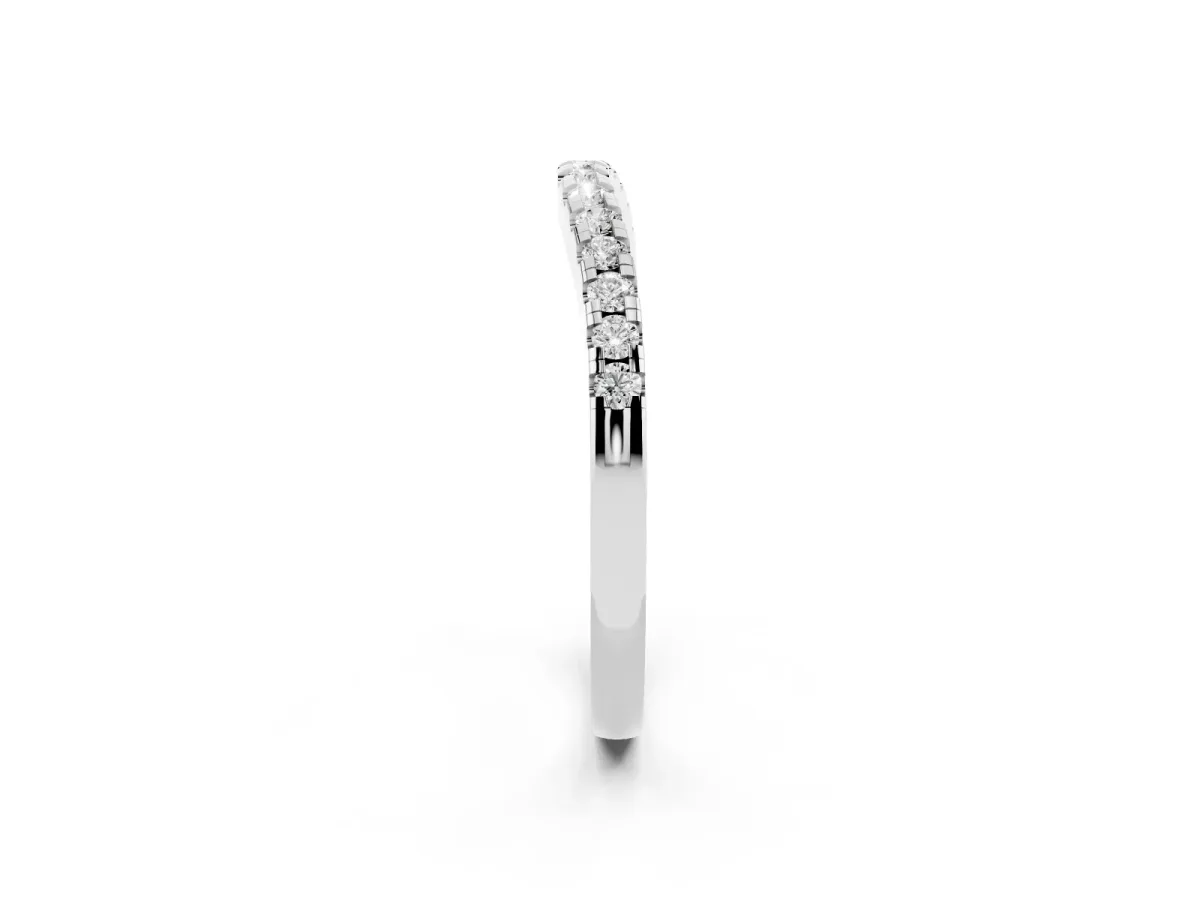 Pavé Round Diamond Curved Band with Shared Prong Setting Platinum