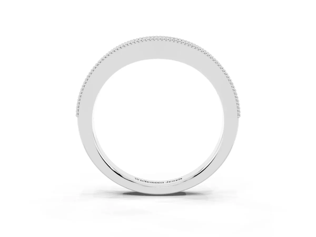 Pavé Round Diamond Contour Band with Milgrain Edge Platinum