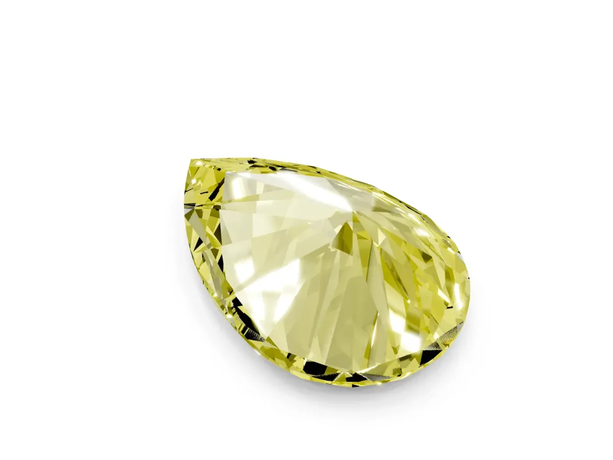 Fancy Yellow Pear Cut Diamond Ring with Marquise Side Stones and Prong Setting Yellow gold