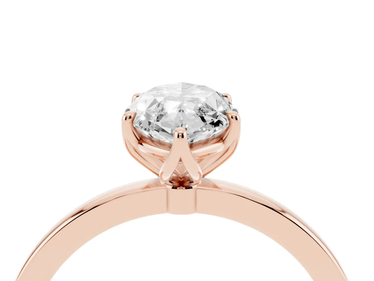 Marquise Cut Diamond Solitaire Ring with Thin Band and Prong Setting Rose gold