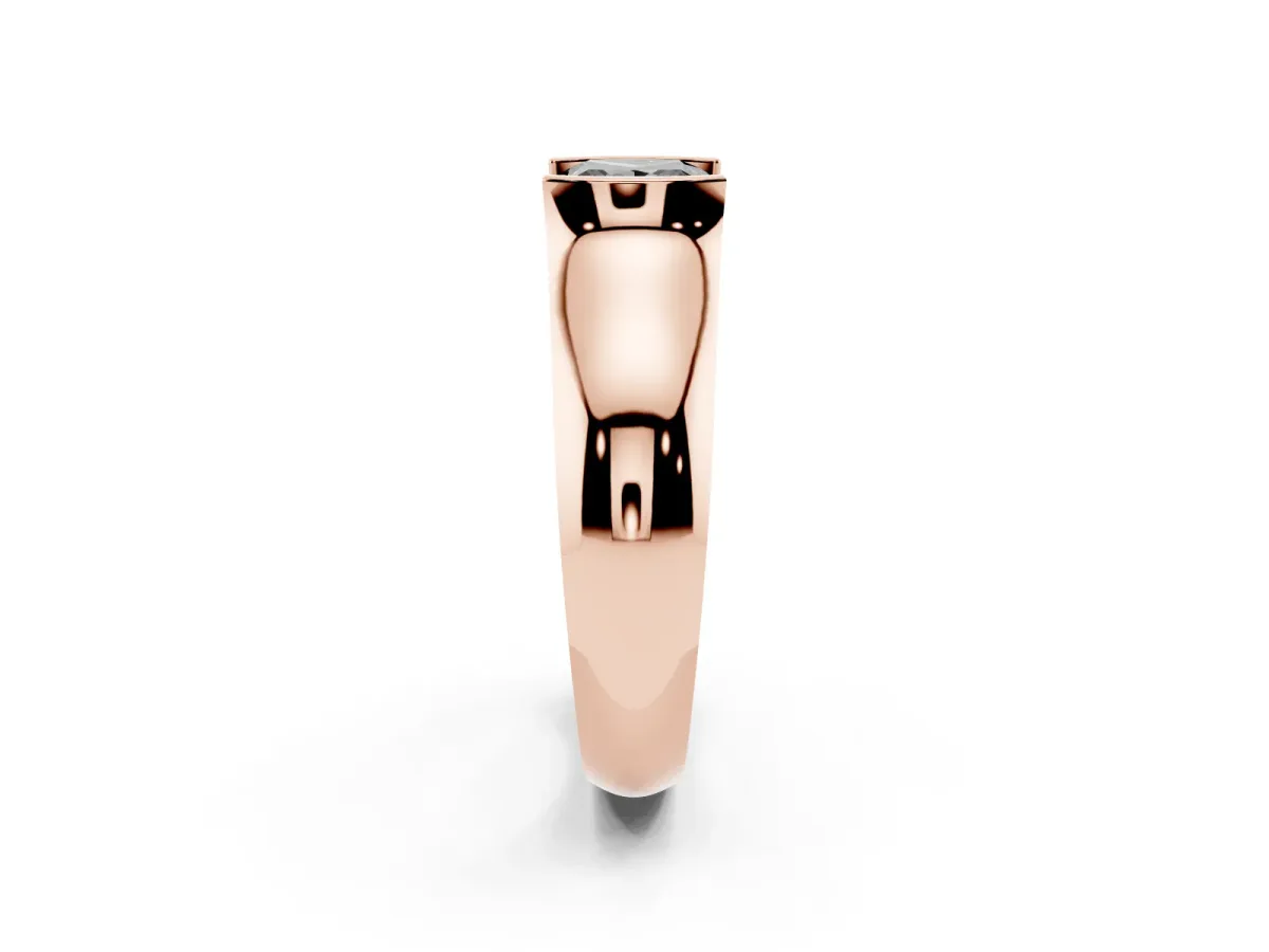 Fancy Black Princess Cut Solitaire Bezel Set Diamond Ring with Wide Band Rose gold