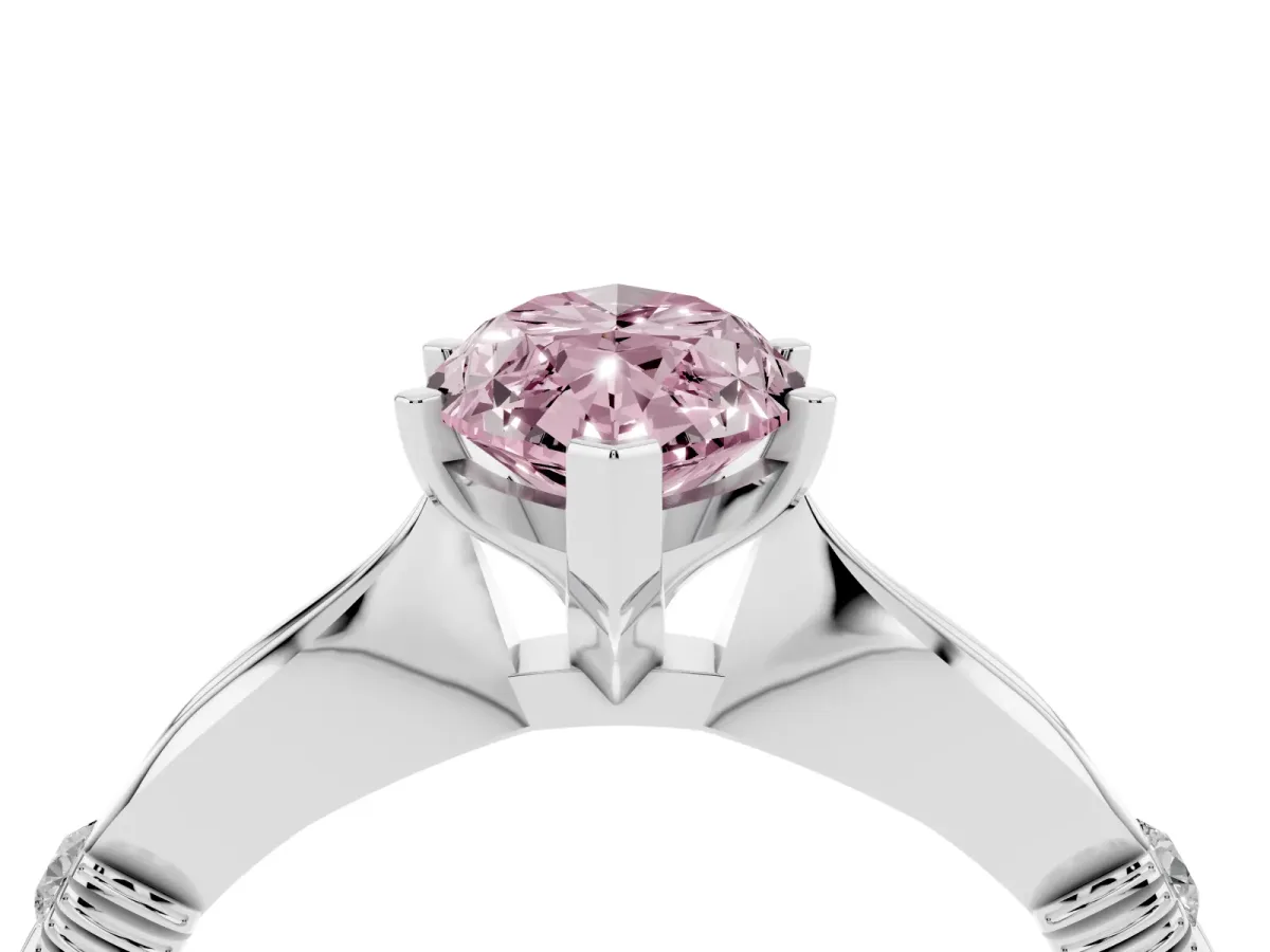 Fancy Pink Marquise Cut Solitaire Diamond Twisted Band with Four-Prong Setting Silver