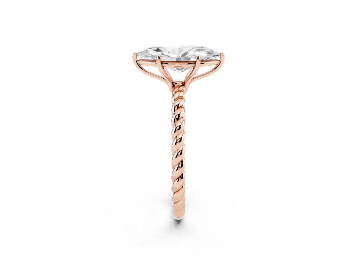 Marquise Cut Solitaire Twisted Band 4-Prong Ring Rose gold