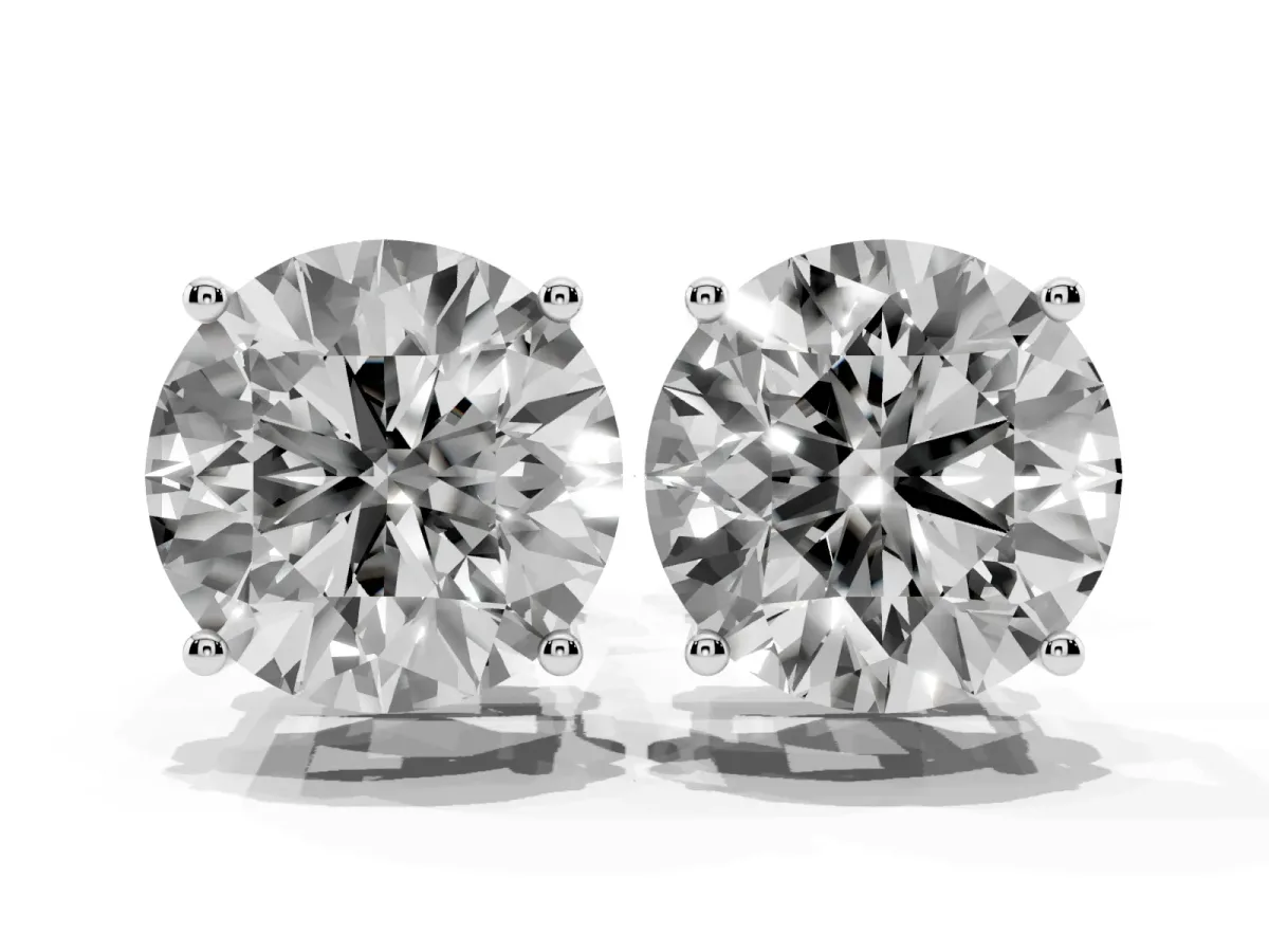 Round Cut Diamond Stud Earrings White gold