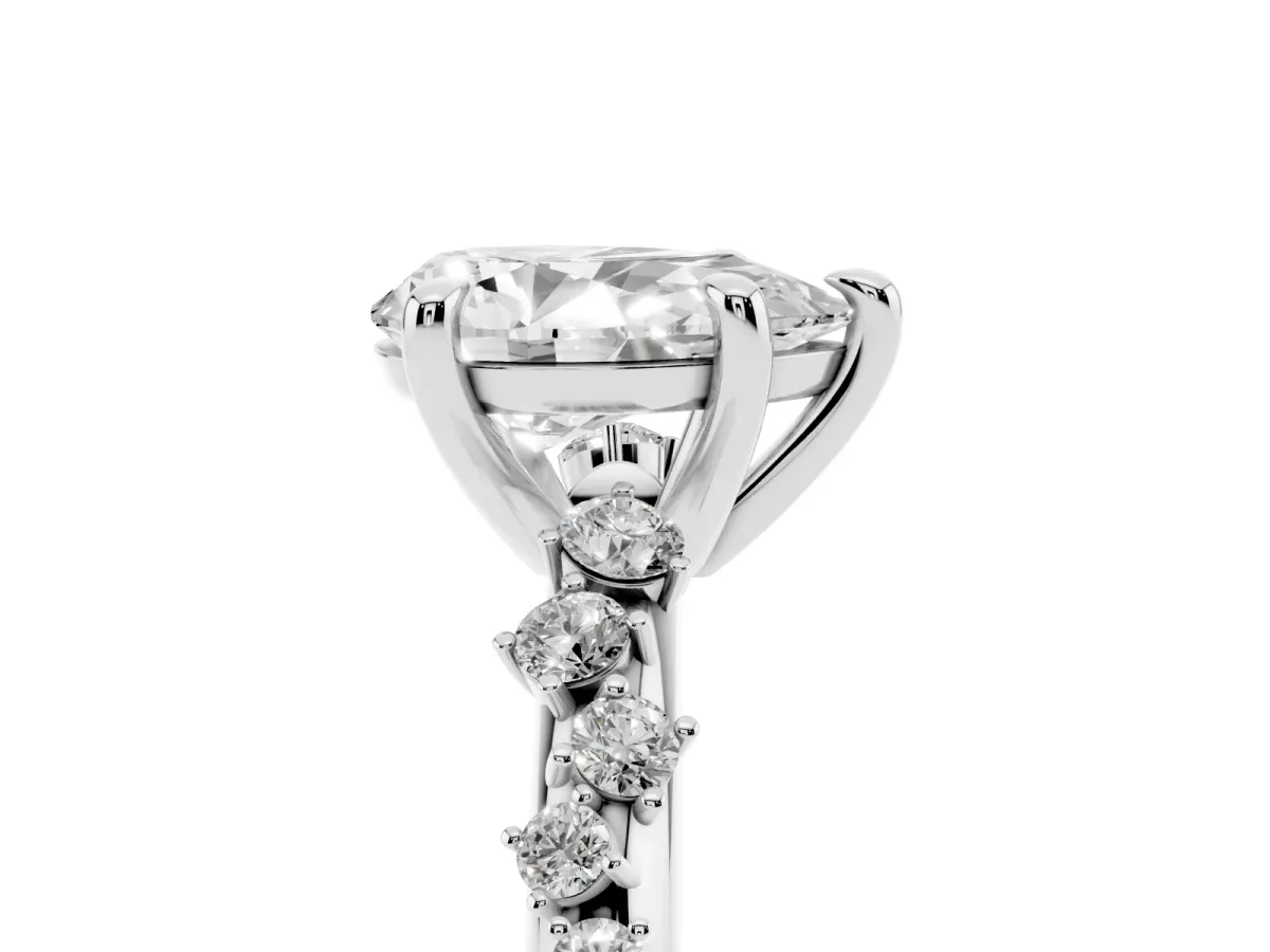 Pear Cut Cut Diamond Vine Band with Four-Prong Setting Silver