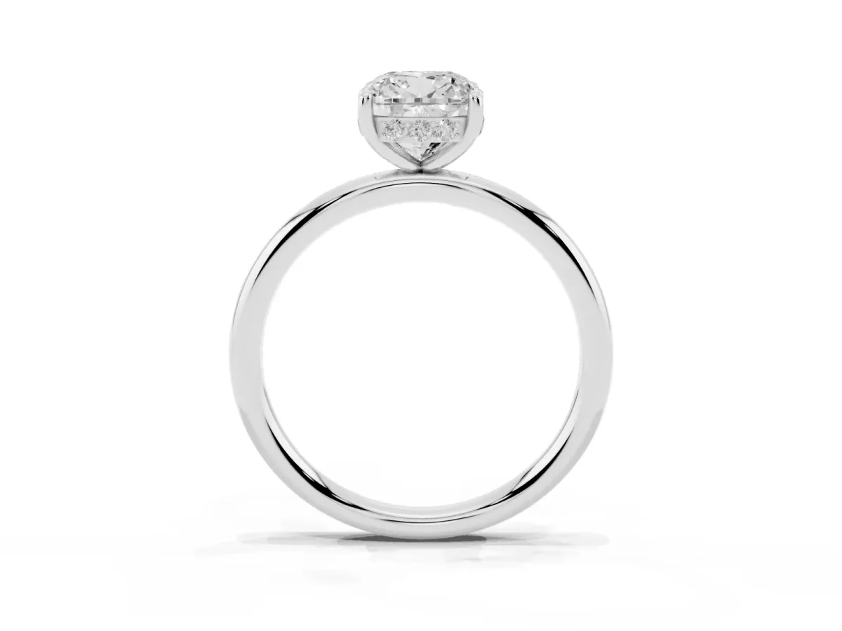 Cushion Cut Solitaire Diamond Ring with a Classic Band and Four-Prong Setting Silver