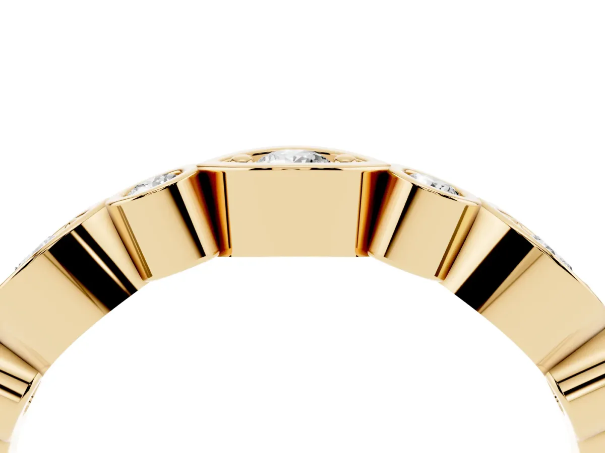 Bezel Set Mixed Shape Diamond Eternity Band Yellow gold