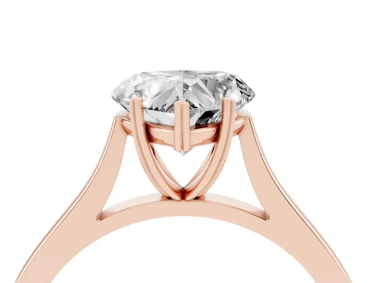 Heart Cut Solitaire Heart Prong Engagement Ring with Tapered Band Rose gold