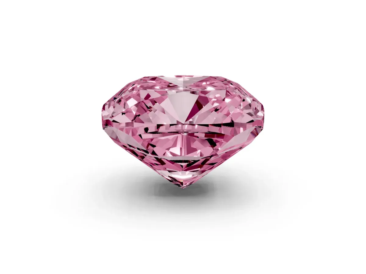 Fancy Pink Cushion Cut Solitaire Engagement Ring with Cathedral Band and Four-Prong Setting Rose gold