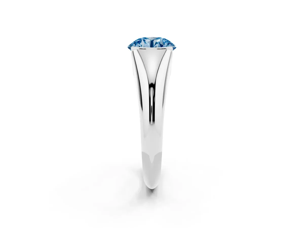 Fancy Blue Round Cut Solitaire Tension Set Diamond Ring White gold