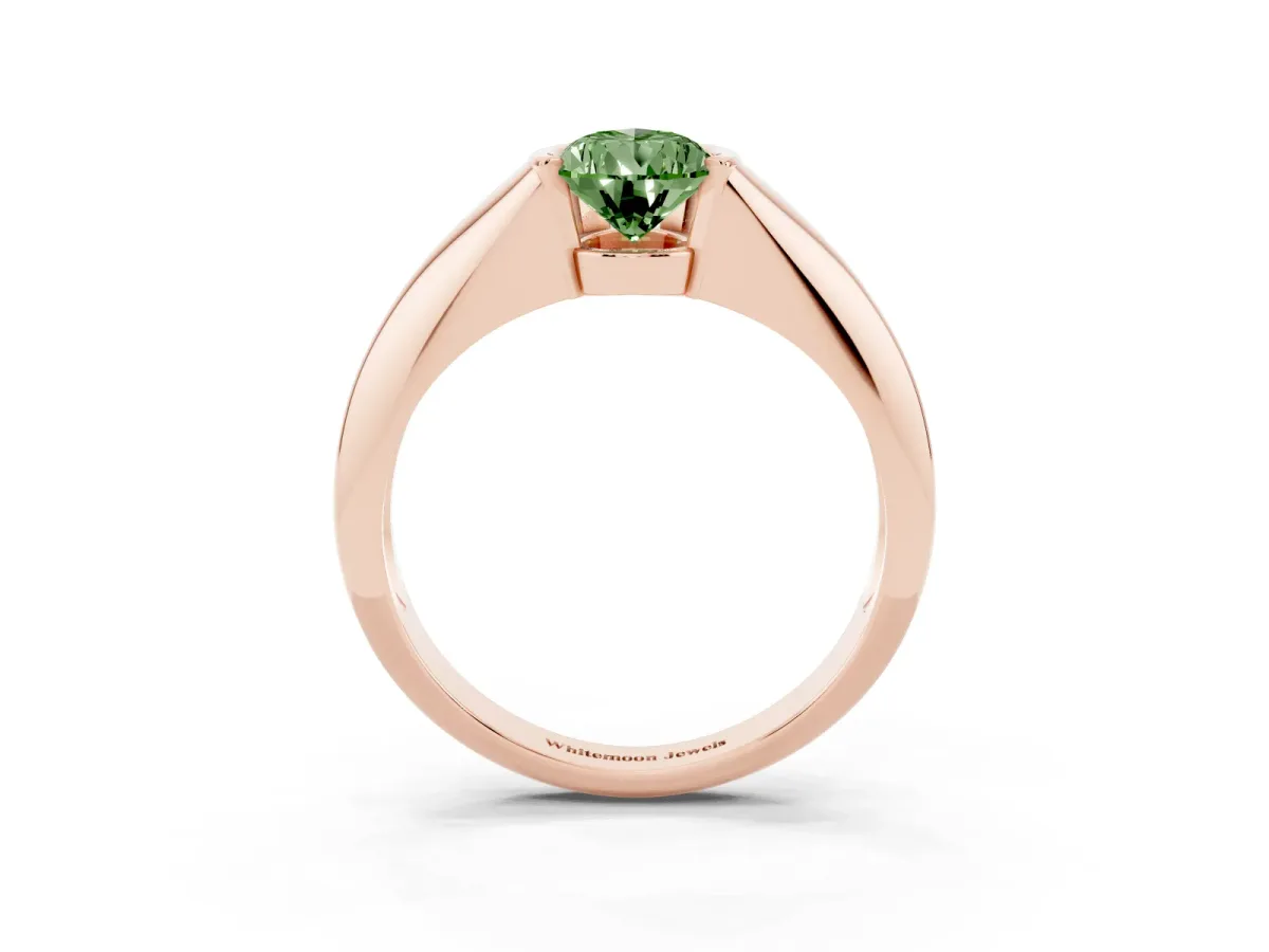Fancy Green Pear Cut Solitaire Tension Set Diamond Ring Rose gold