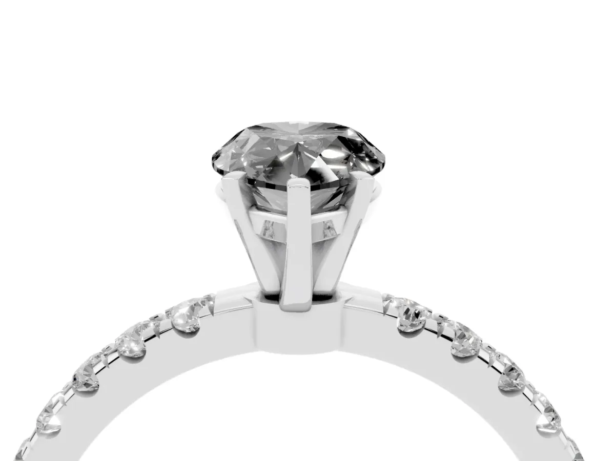 Fancy Black Pear Cut Diamond Solitaire Ring with Pavé Accents and Four-Prong Setting Platinum