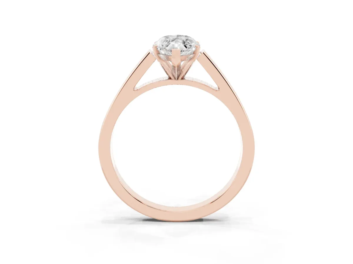 Marquise Cut Solitaire Engagement Ring with Four-Prong Setting and Tapered Band Rose gold
