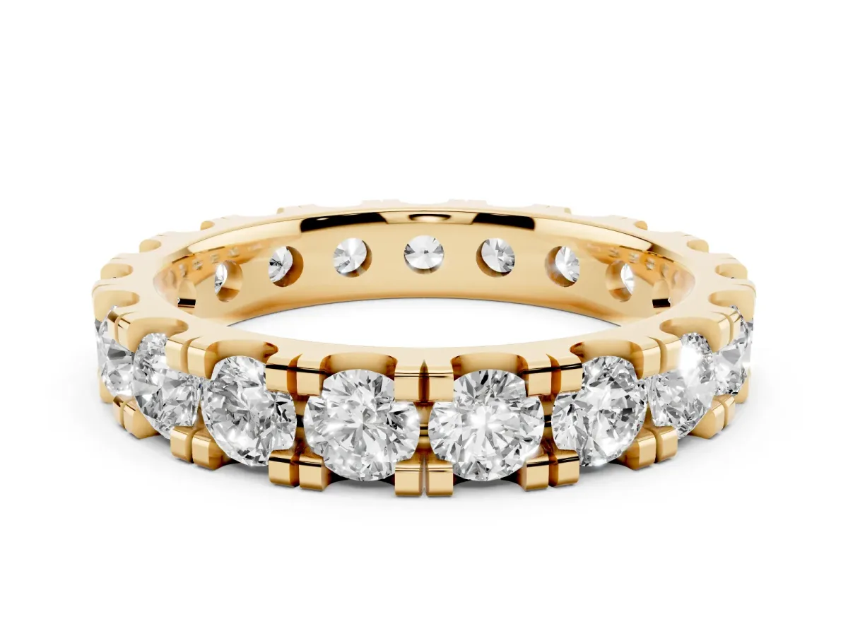 Round Diamond Full Eternity Band with U-Prong Setting Yellow gold