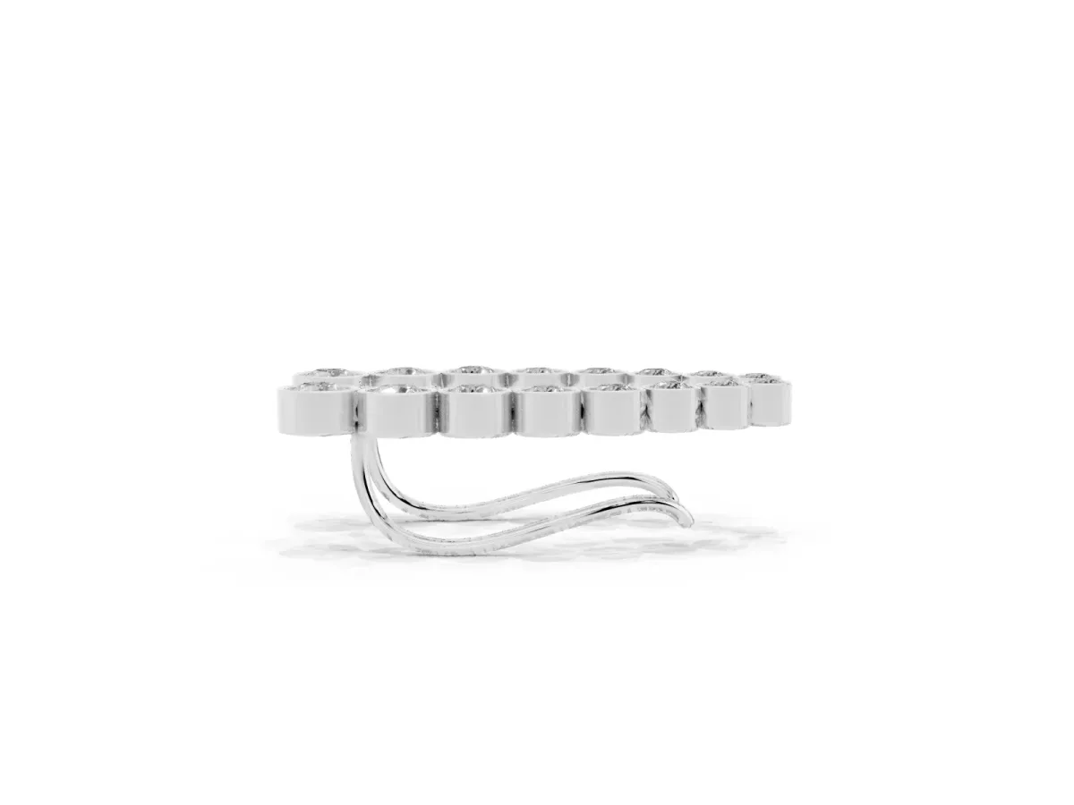 Bezel-Set Round Diamond Climber Earrings Silver