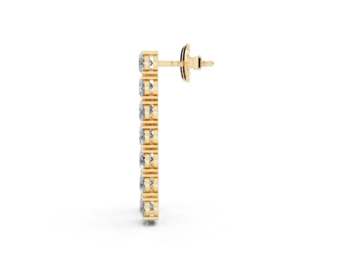 Oval Diamond Huggie Hoop Earrings Yellow gold