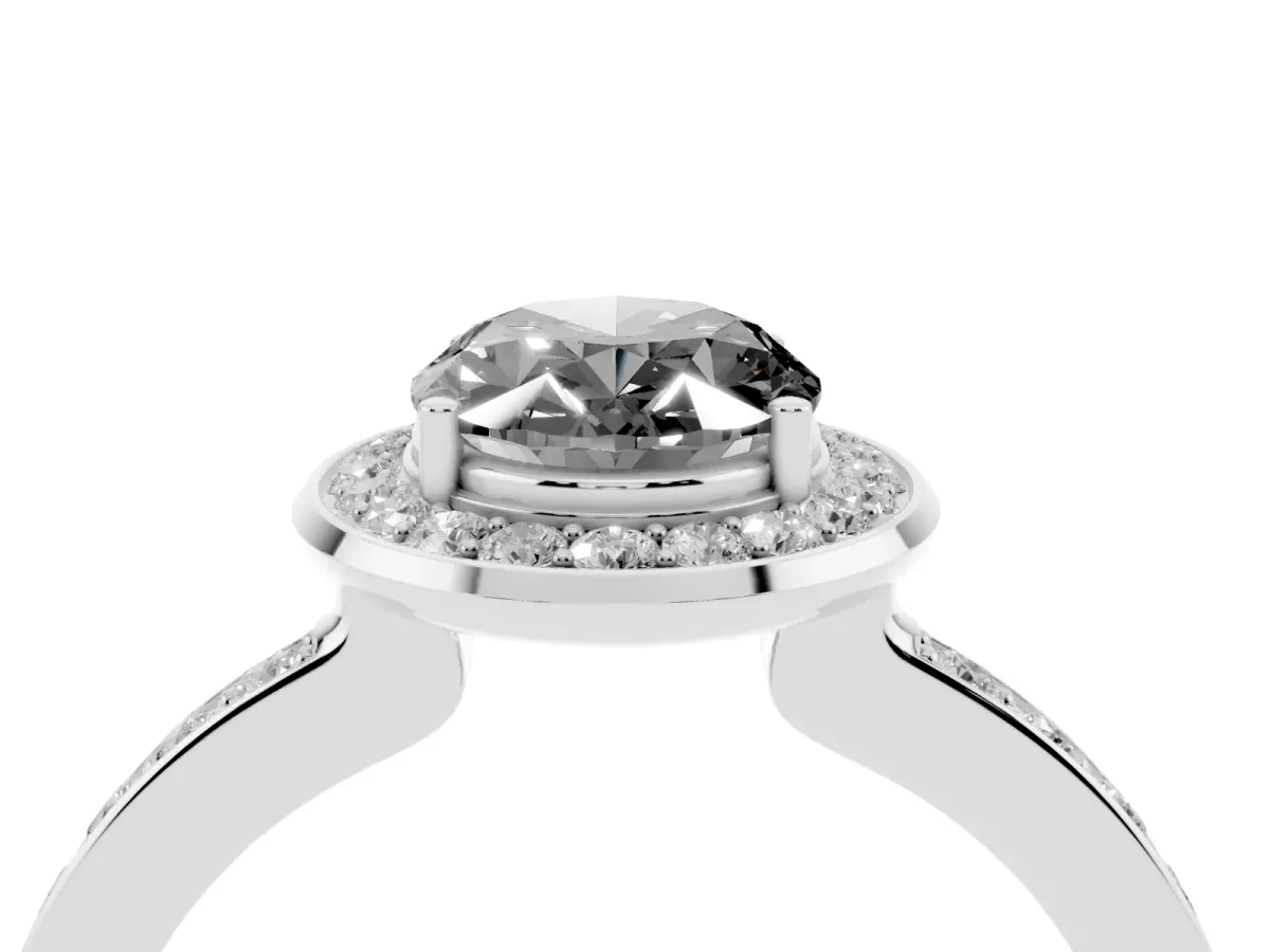 Fancy Black Oval Cut Diamond Halo Ring with Bezel Frame and Pavé Band Silver