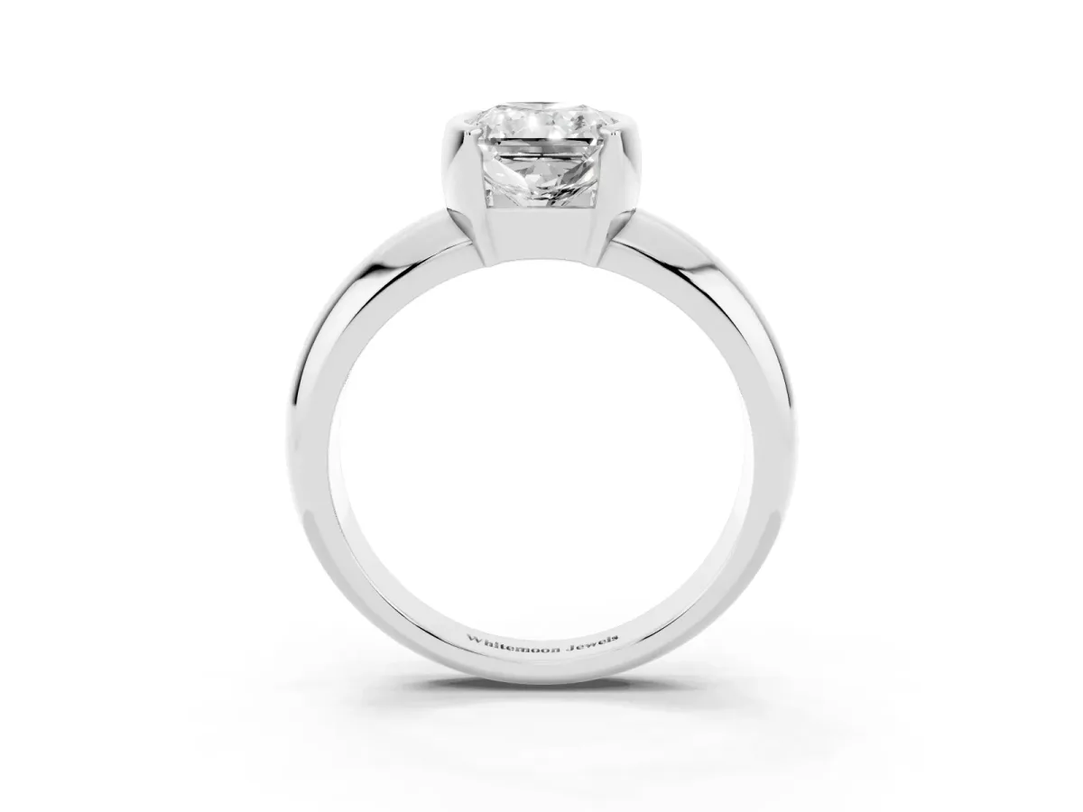 Radiant Cut Solitaire Tension Set Diamond Ring with Wide Band Platinum