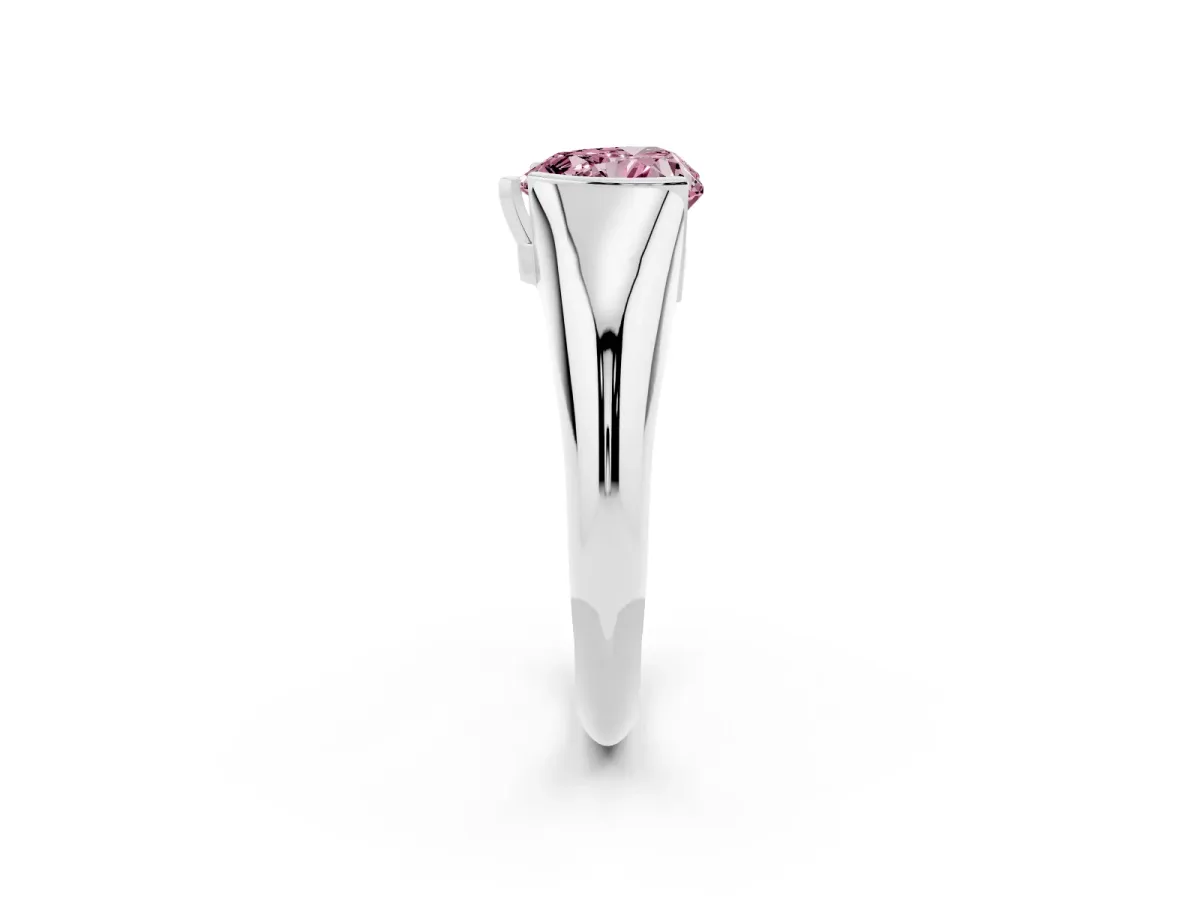 Fancy Pink Heart Cut Solitaire Tension Set Diamond Ring Platinum