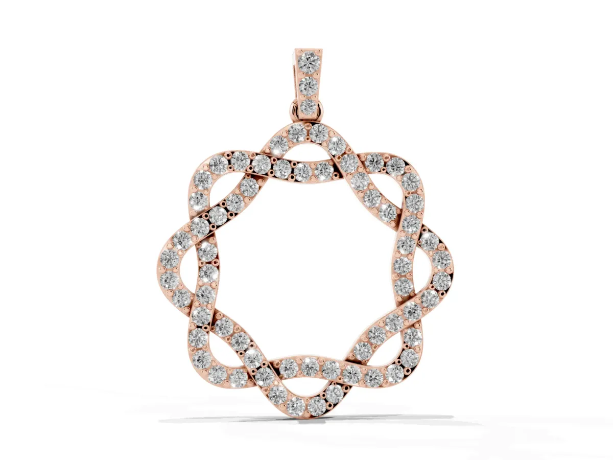 Round Diamond Pavé Infinity Pendant with Prong Setting Rose gold