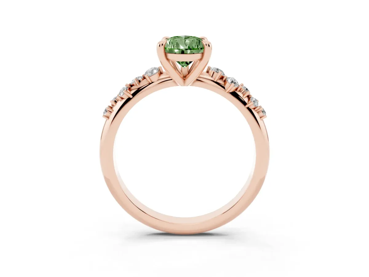 Fancy Green Pear Cut Cut Diamond Vine Band with Four-Prong Setting Rose gold