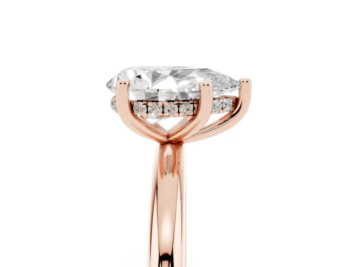 Pear Cut Cut Solitaire Engagement Ring with Four-Prong Setting and Classic Band Rose gold